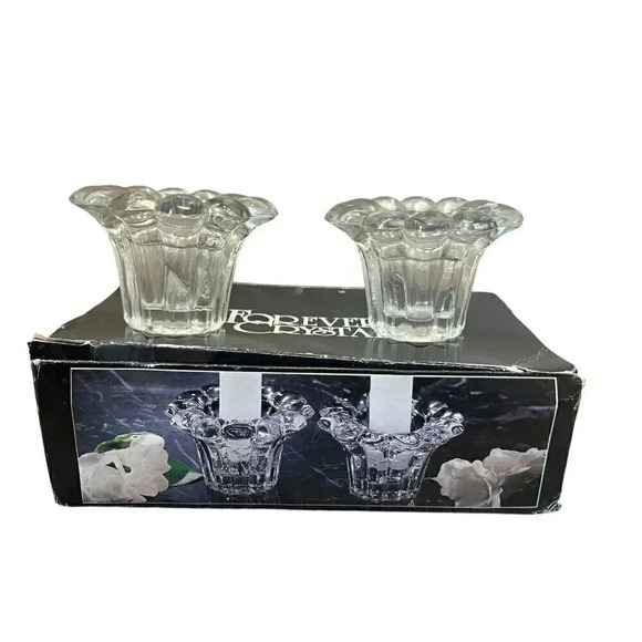 Set‎ of Two New Forever Crystal Clear Candle/Votive Holders - Picture 1 of 3